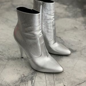 Saint Laurent silver ankle boots